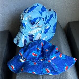 Blue Shark Print Bucket Hats
